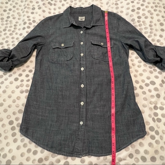 J. Crew Factory Chambray 3/4 Roll Tab Sleeve Button Down Top Size XS - Picture 10 of 11